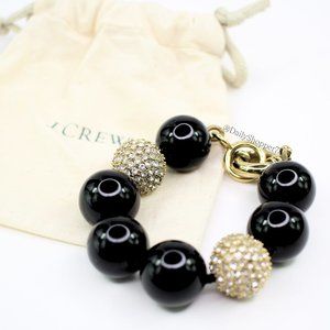 J. Crew Women's Large Ceramic Beaded Gold Tone Pave Bracelet